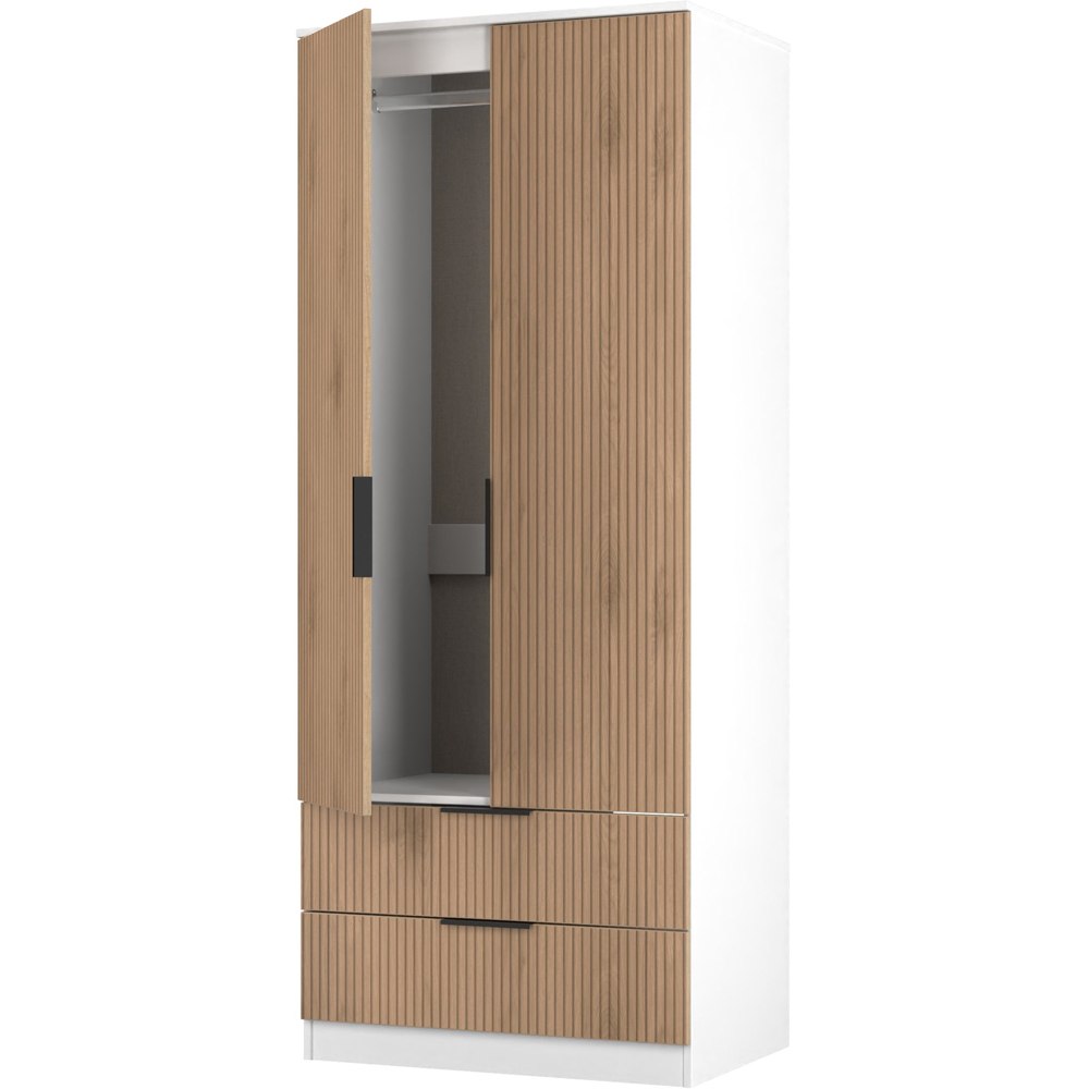 Crowndale Java 2 Door 2 Drawer Slatt Effect and White Wardrobe Image 5