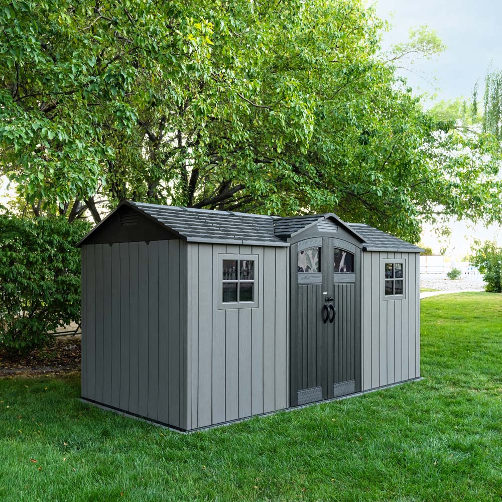 Lifetime Products 14 x 7ft Double Door Side Entry Garden Storage Shed Image 2