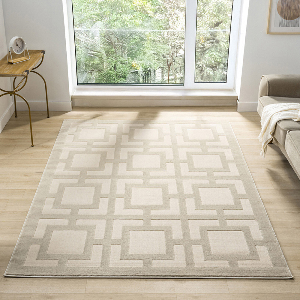 Desire Rugs Vellure Cream Metallic Sheen Maze Design Rug 200 x 290cm Image 2