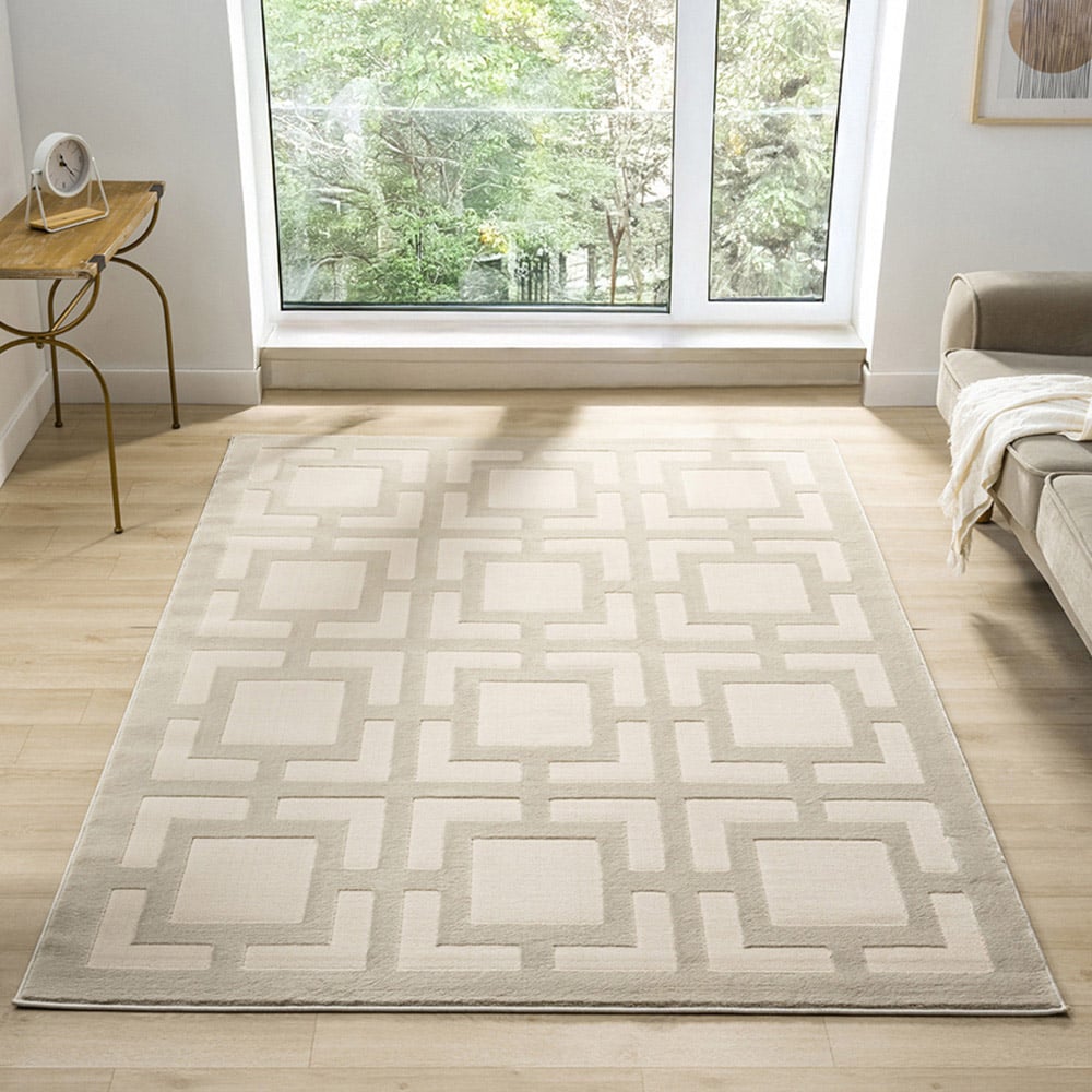 Desire Rugs Vellure Cream Metallic Sheen Maze Design Rug 120 x 170cm Image 2