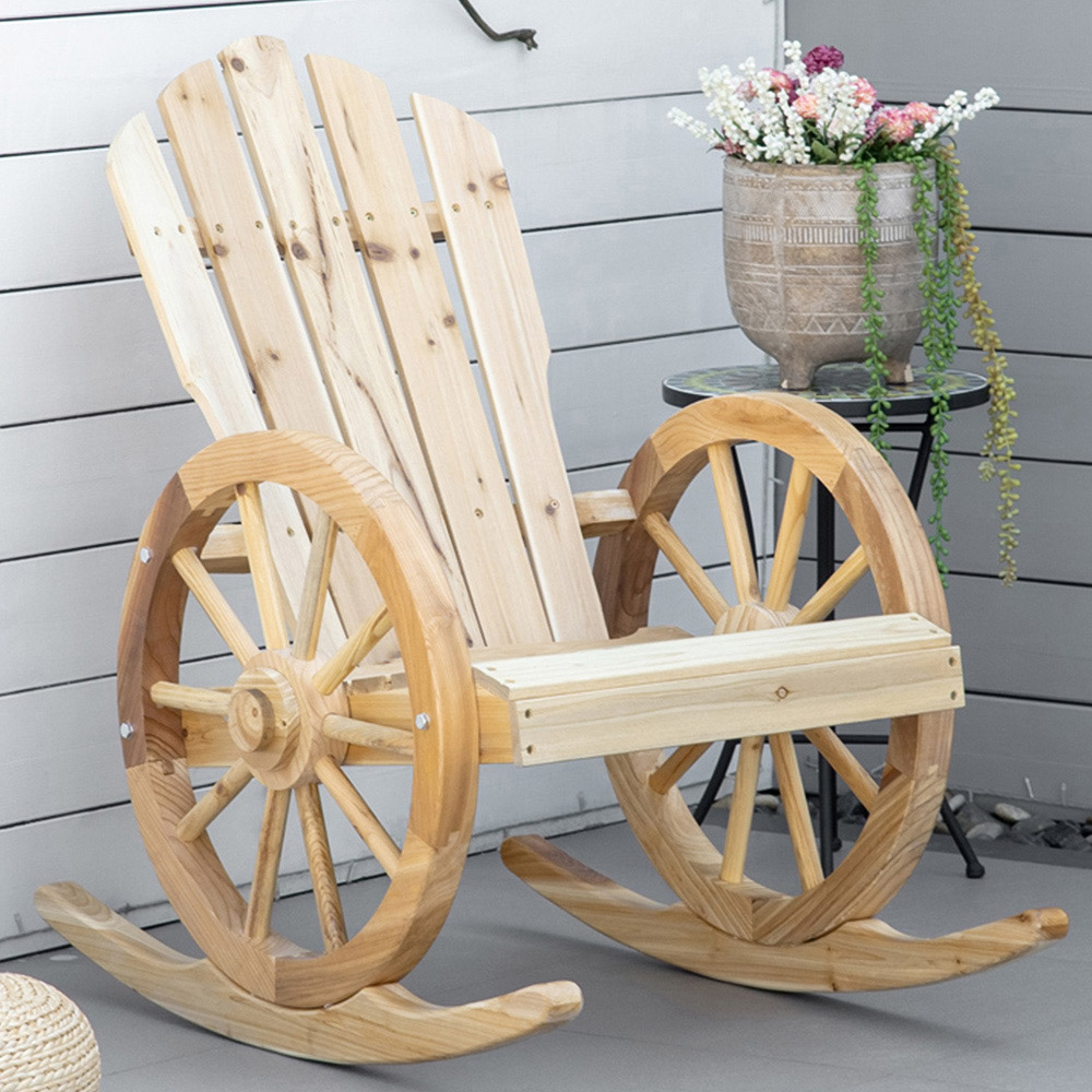 Outsunny Natural Adirondack Rocking Chair Image 1