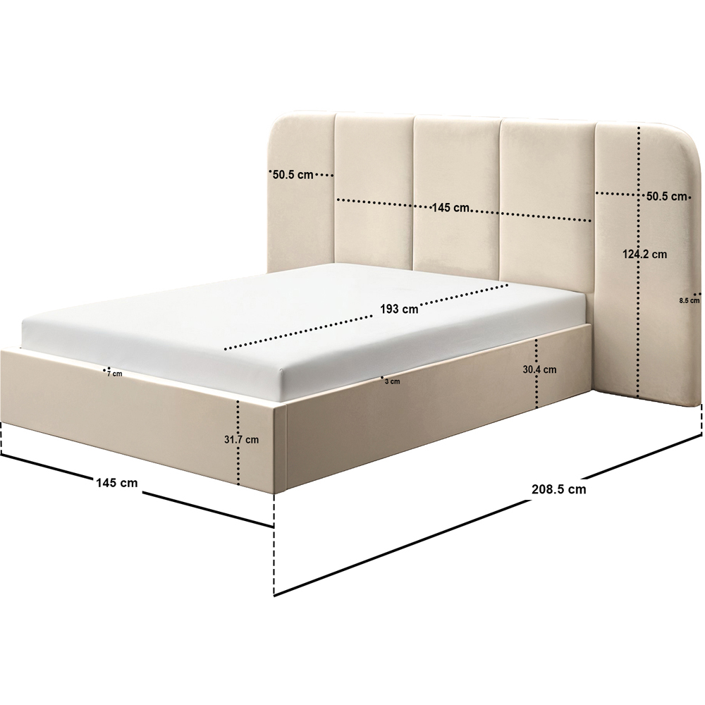 Solace+Co Sienna Double Cream Velvet Ottoman Storage Bed Image 8