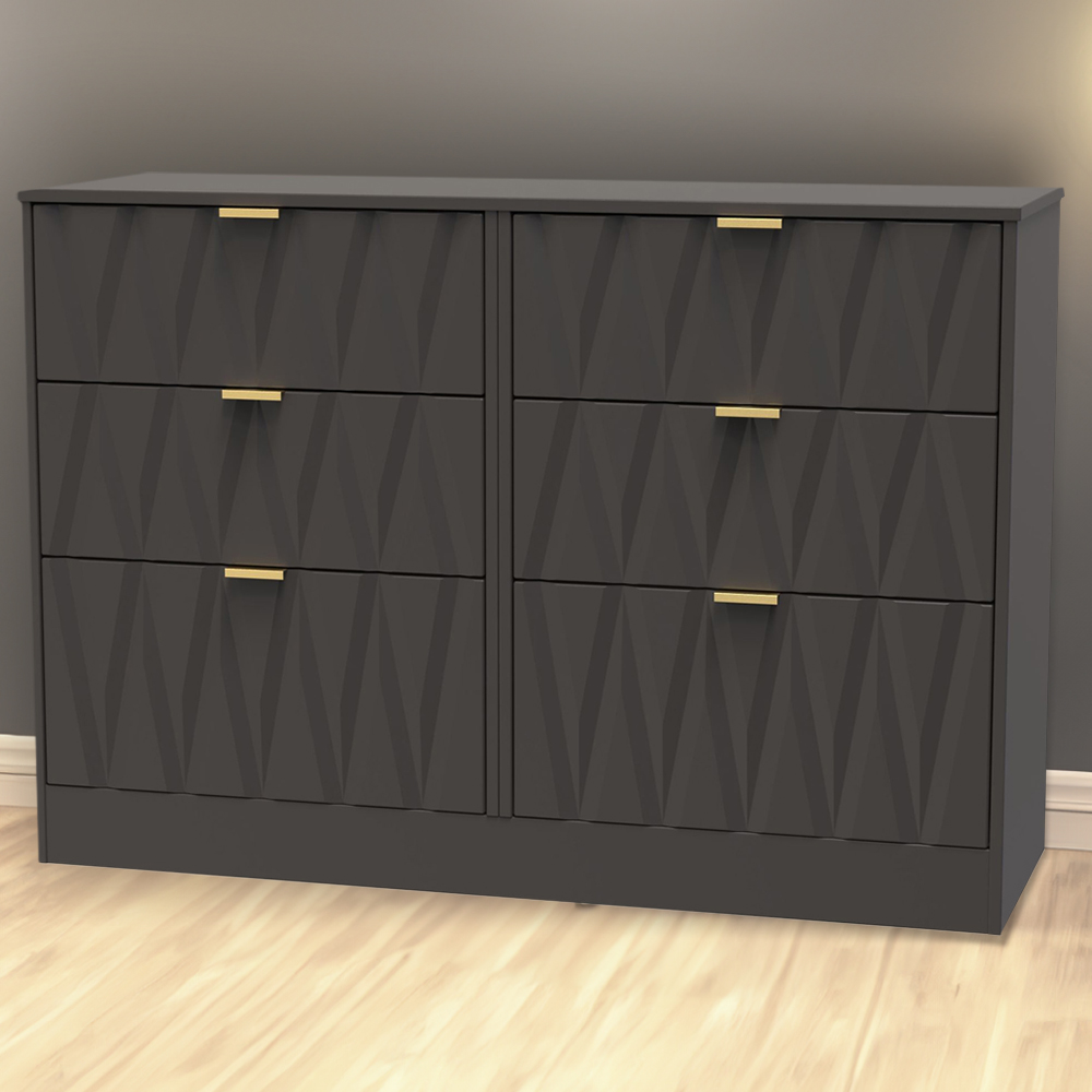 Crowndale Las Vegas 6 Drawer Graphite Chest of Drawers Ready Assembled Image 1