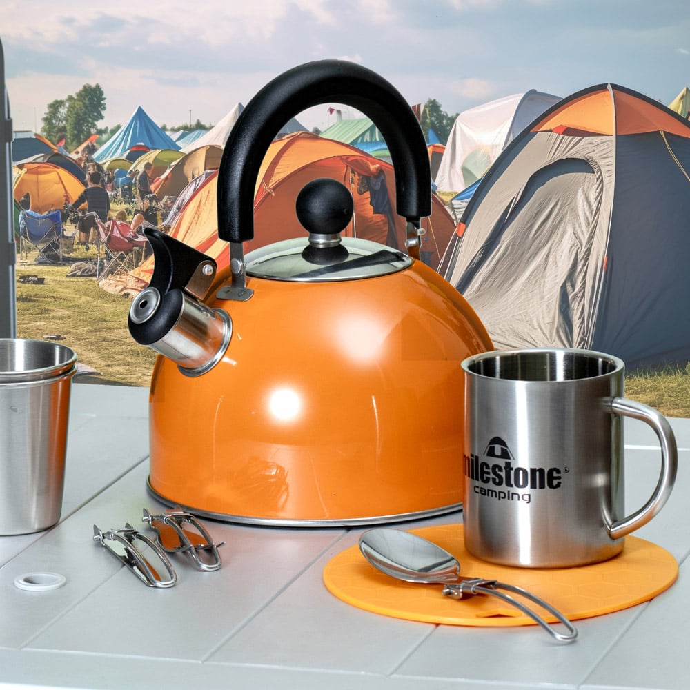 Milestone Camping Orange Stainless Steel Kettle 2L Image 4