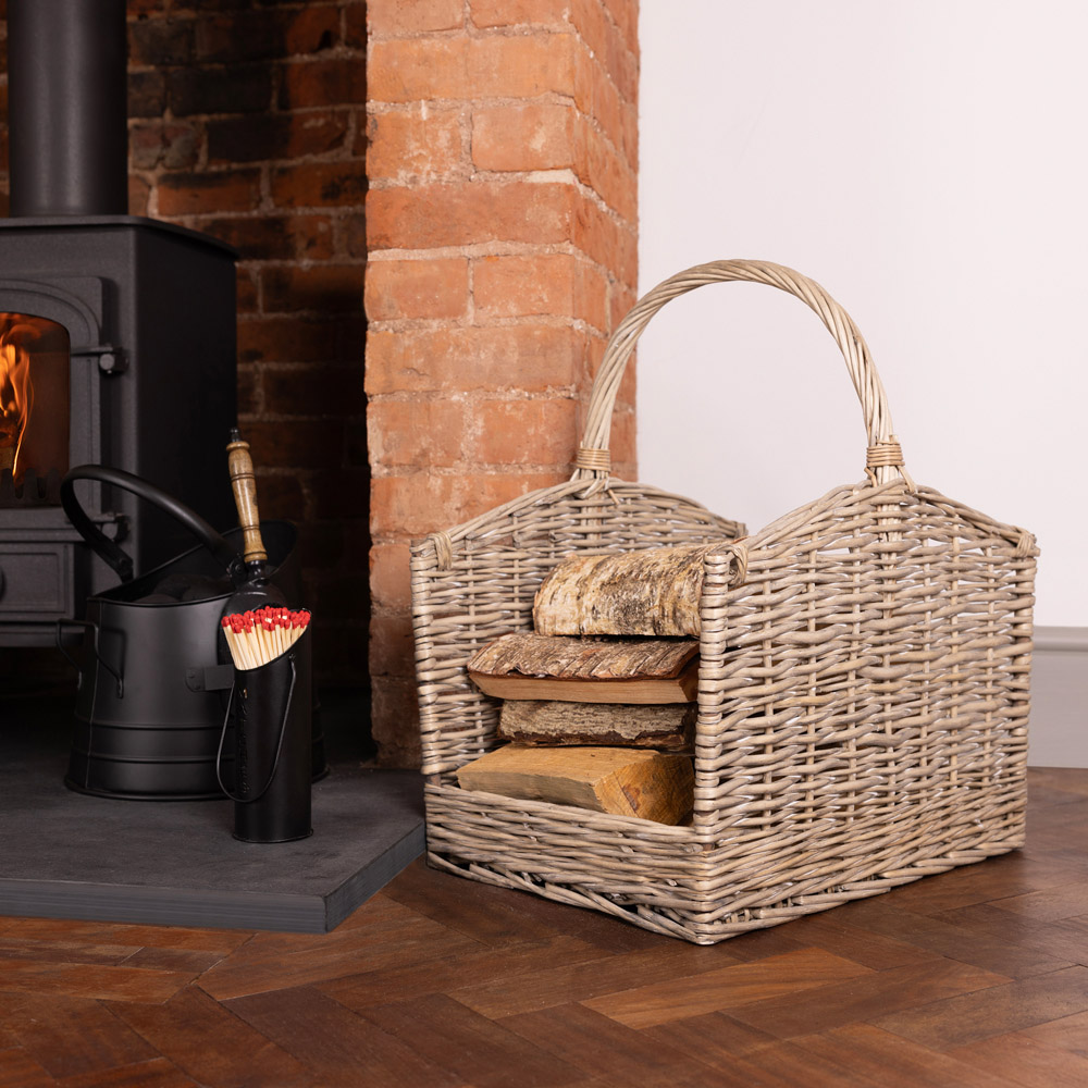 Charles Bentley Snug Wicker Oval Open Ended Log Basket Set of 2 Image 6