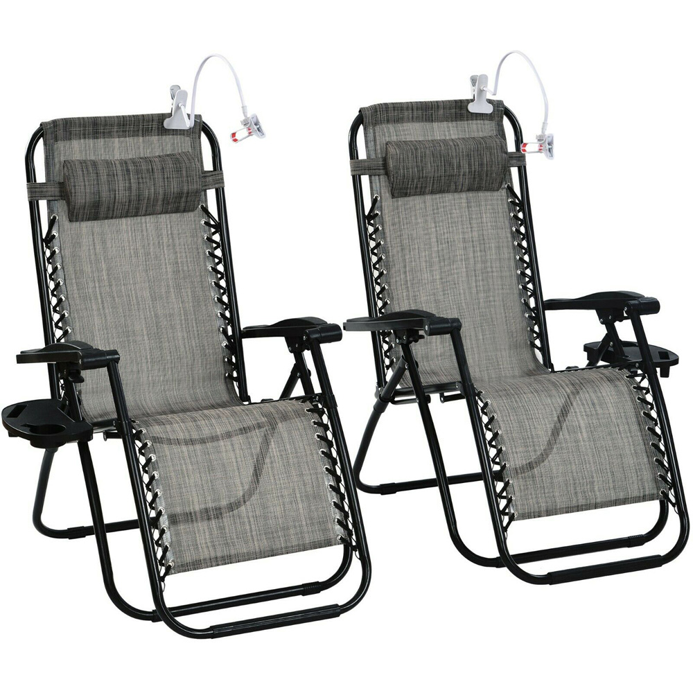 Alivio Set of 2 Grey Foldable Sun Loungers Image 2