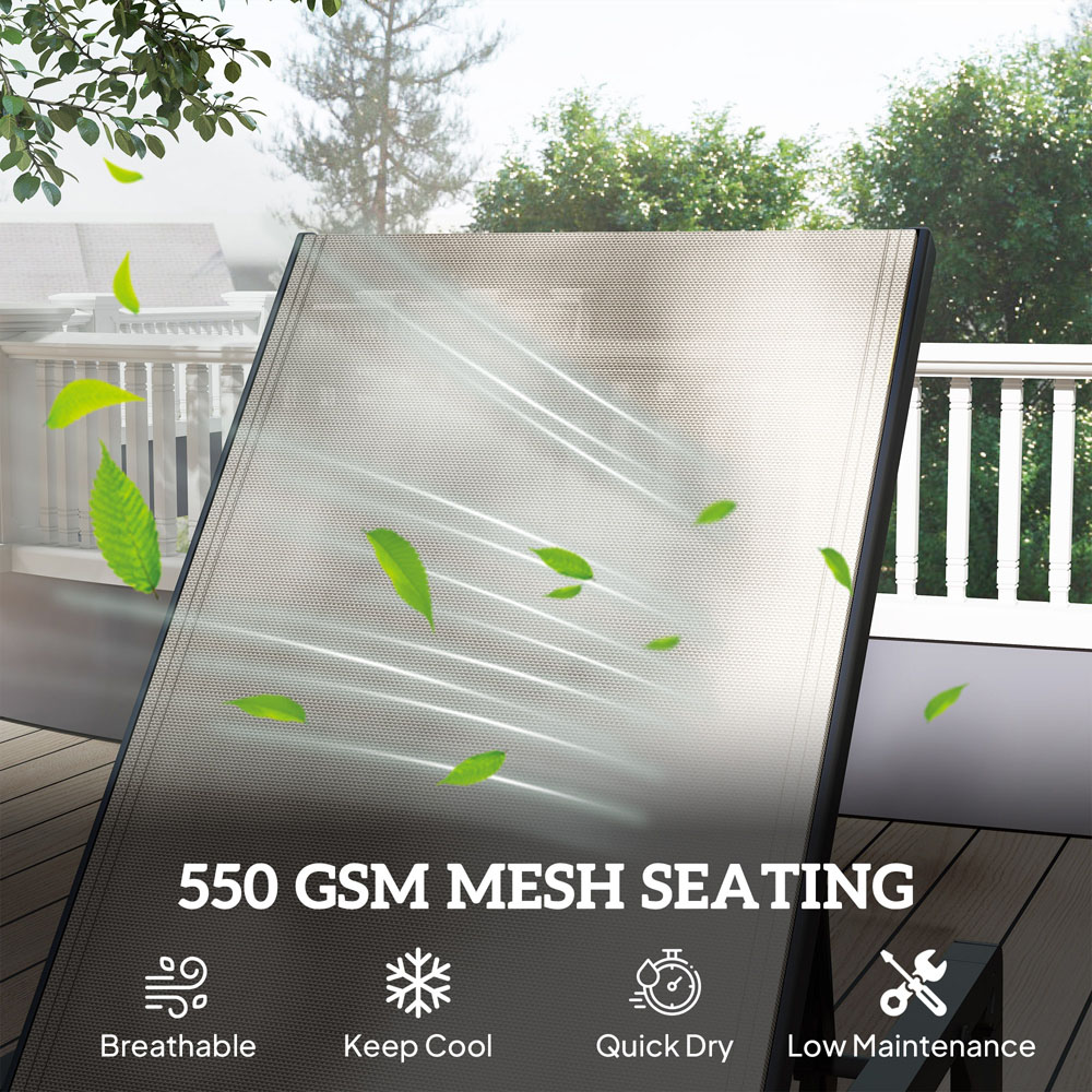 Outsunny Khaki 5 Level Adjustable Folding Sun Lounger Image 8