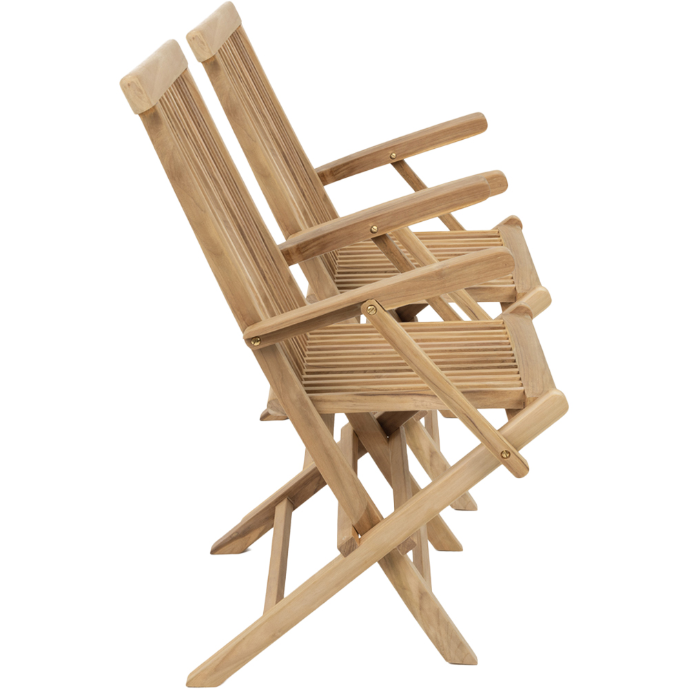 Charles Bentley Set of 2 Teak Wooden Foldable Patio Armchair Image 4