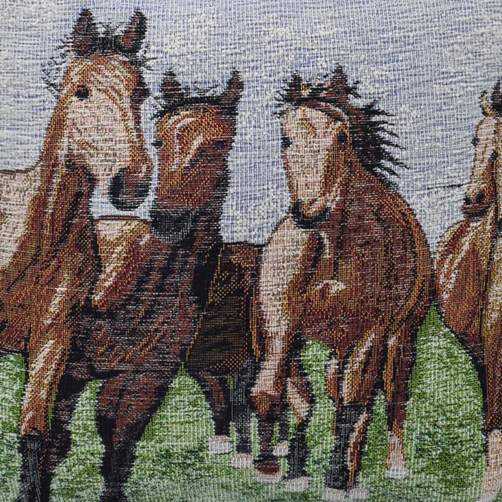 Velosso Chenille Tapestry Horse Filled Cushion 43 x 43cm 2 Pack Image 2