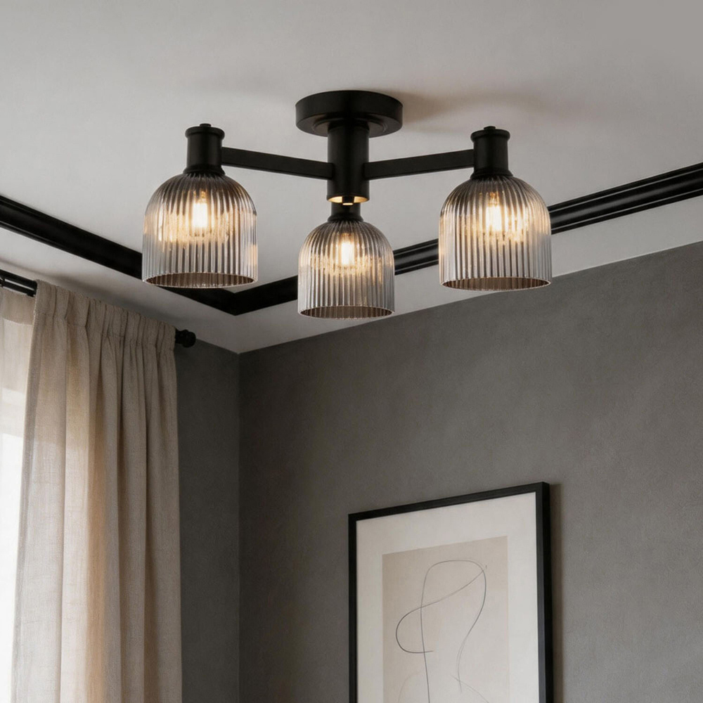 Noah 3 Way Ceiling Light Fitting Matte Black Image 7