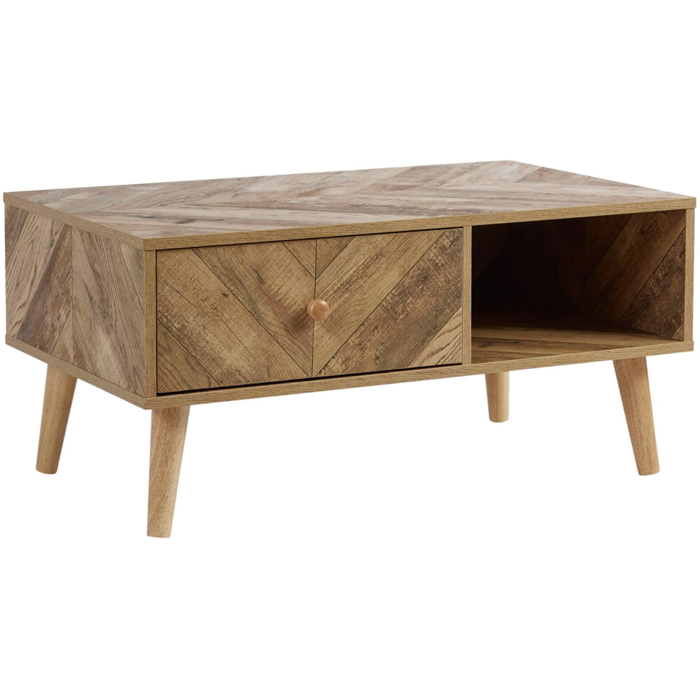 Home Source Dallas Single Drawer Single Shelf Natural Coffee Table Image 2