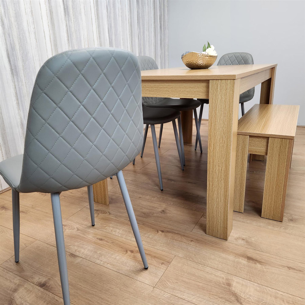Portland 6 Seater Dining Set Oak Effect and Grey Image 5