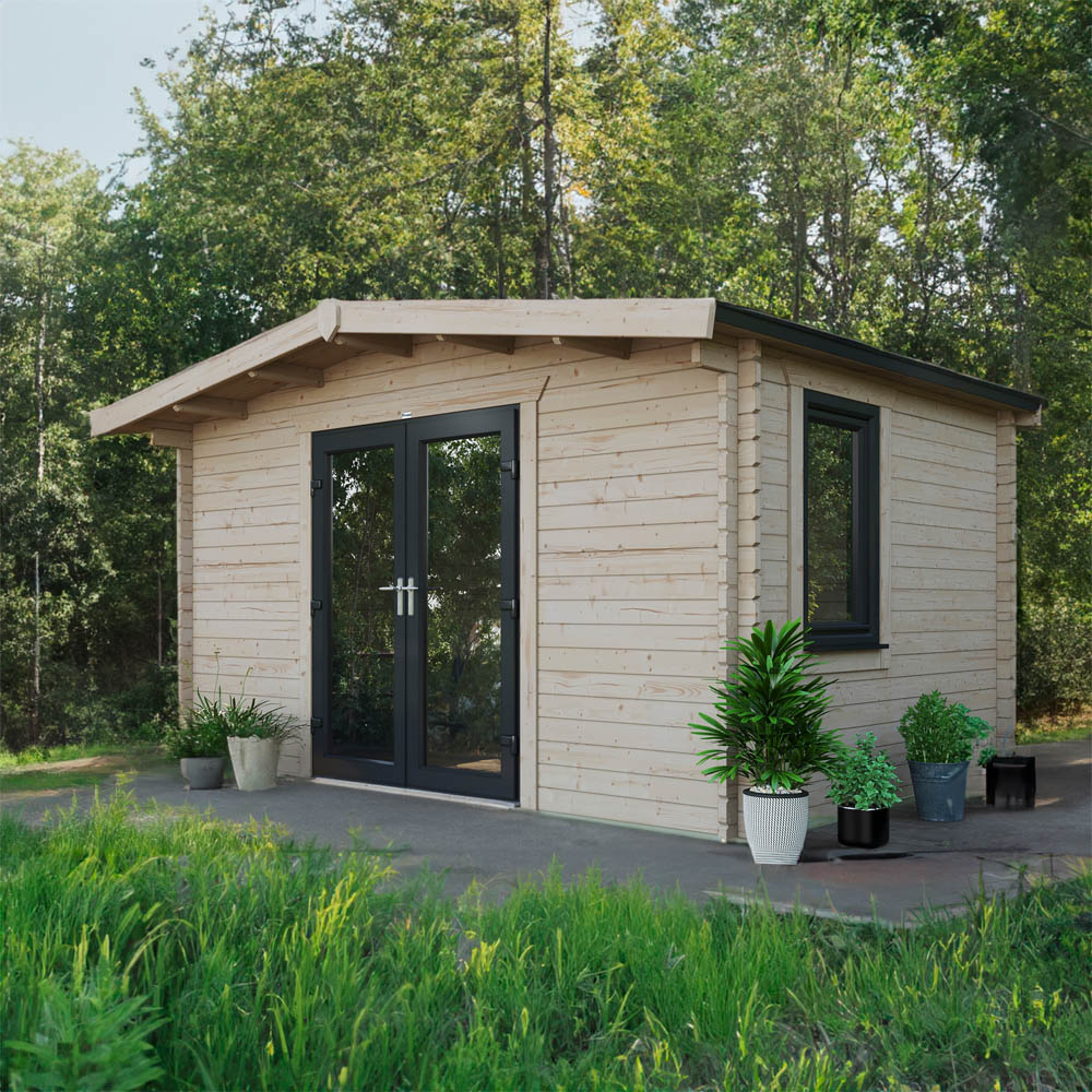 Power Sheds 10 x 14ft Centre Double Door Chalet Log Cabin Image 2