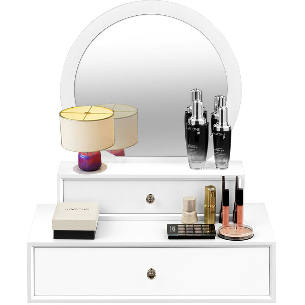Costway 2 Drawer Wall Mounted Dressing Table with Mirror Image 3
