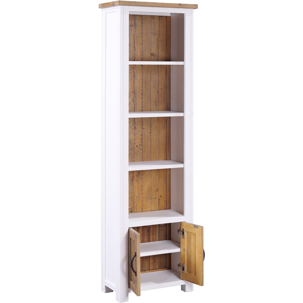 Baumhaus Splash of White 2 Door 4 Shelf White Narrow Open Bookcase Image 3
