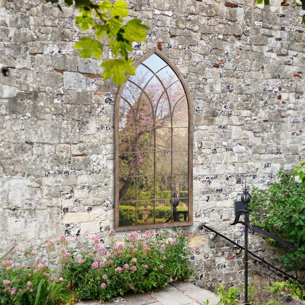 MirrorOutlet Dorset Rustic Arch Outdoor Wall Mirror 169 x 75cm Image 5