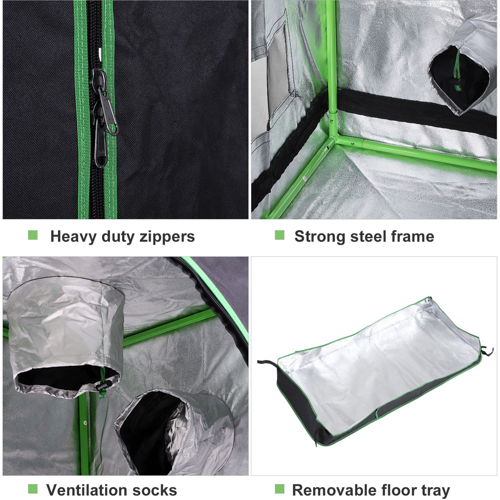 Outsunny Black and Green Oxford Fabric 1.9 x 1.9ft Hydroponic Grow Tent Kit Image 3