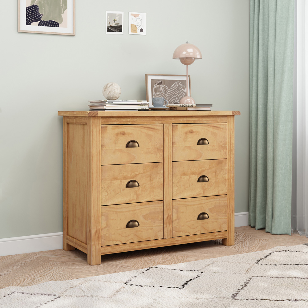 Cabinet Bits Lugo 6 Drawer Brown Brass Cup Handle Chest of Drawers Image 8