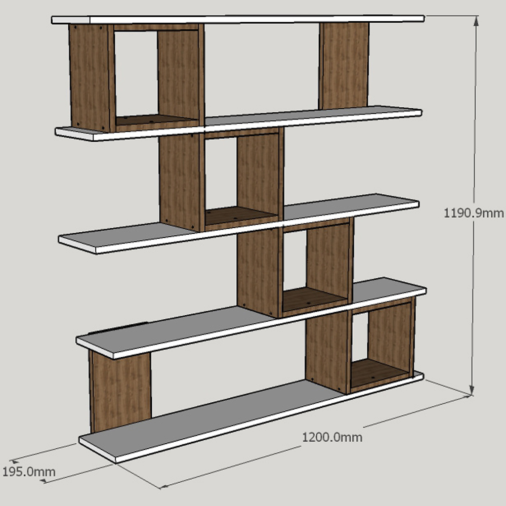 Decorotika Wind 5 Shelf 4 Cube White Geometric Bookcase Image 4