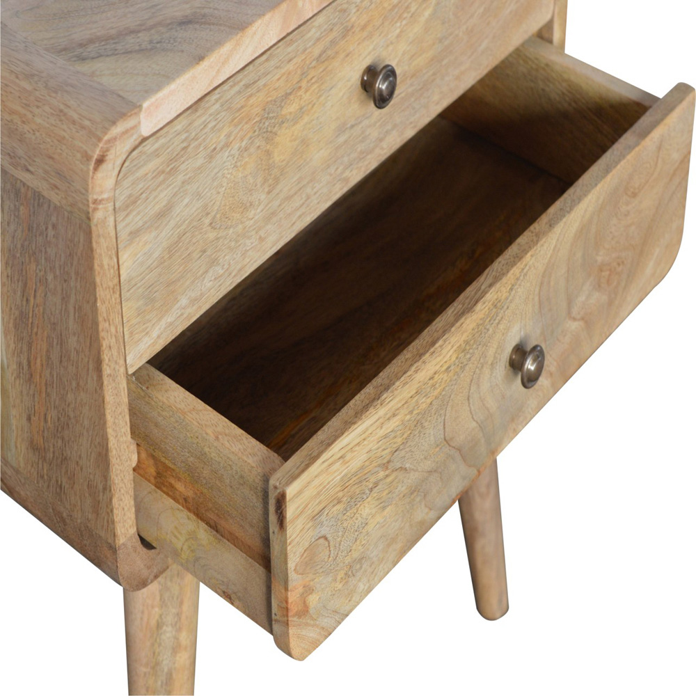 Artisan Furniture Brown 2 Drawer Solid Wood Curved Oak-ish Bedside Table Image 6