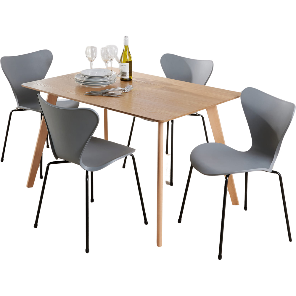 Home Source Rayna Penny 4 Seater Dining Set Grey Image 2