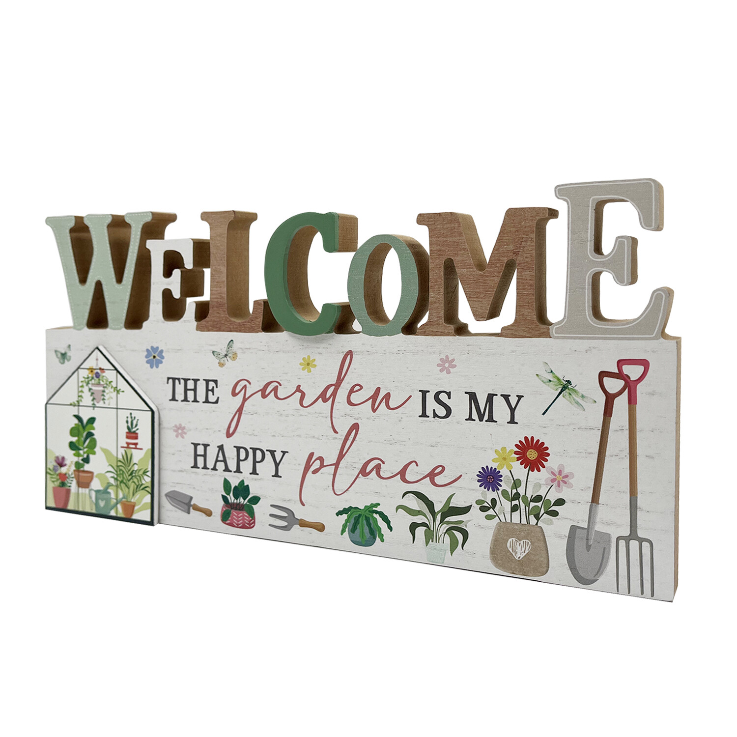 Welcome Garden Happy Place Sign - White Image 3