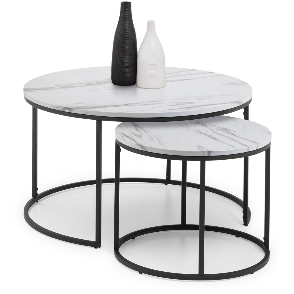 Julian Bowen Bellini White Marble Round Nest of Tables Set of 2 Image 3