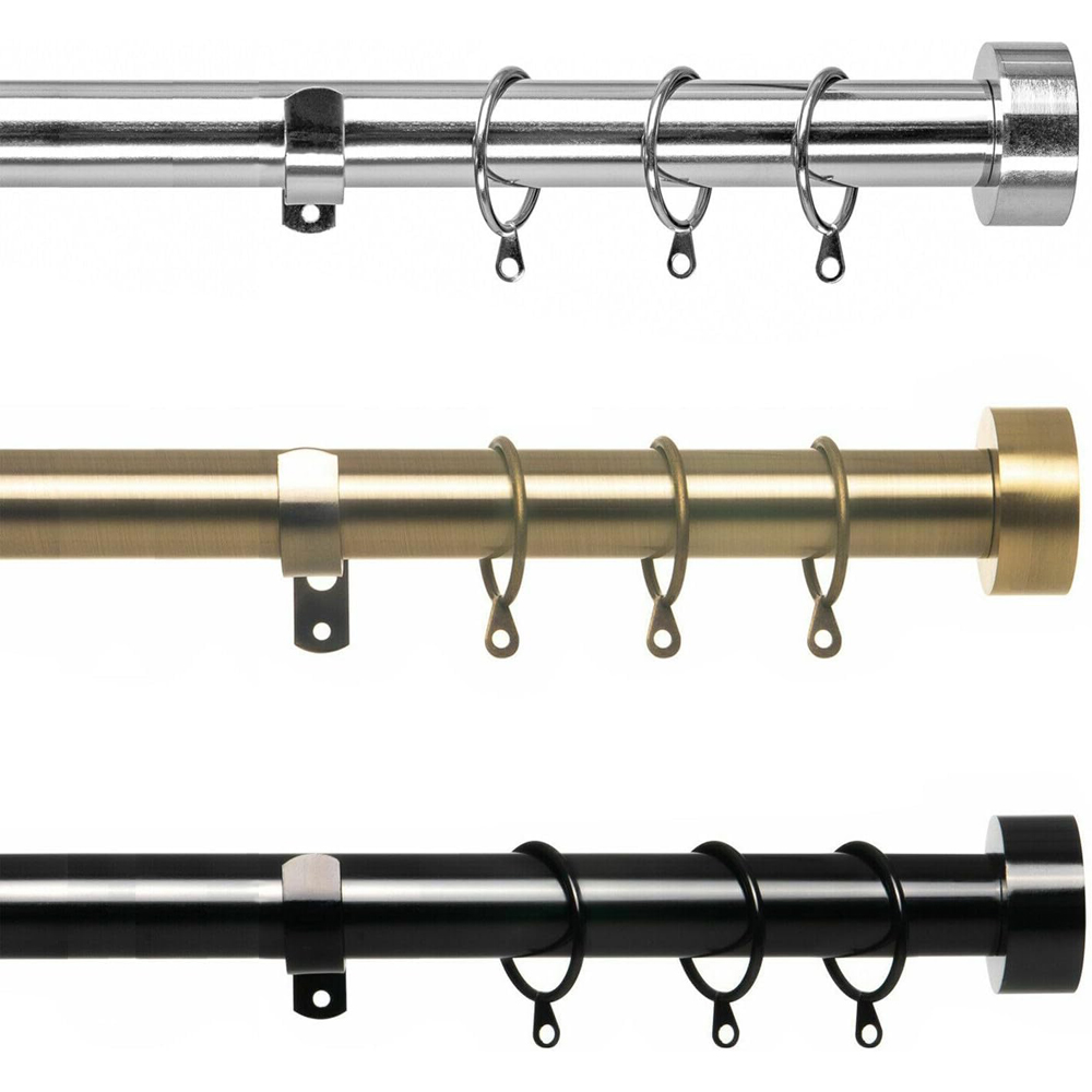 Home Treats 40 to 144cm Extendable Black Nickel Flat Curtain Pole Image 4