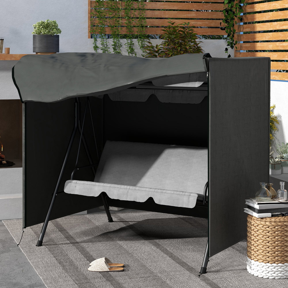 Outsunny Dark Grey 3 Seater Swing Bench Cover 152 x 114 x 177cm Image 2