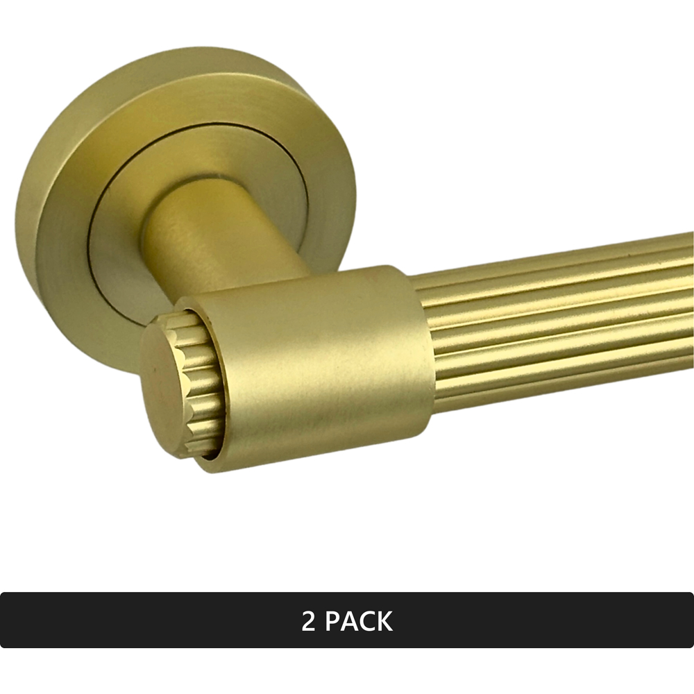 AXS Hardware Nevada Satin Brass Door Handles on Rose 2 Pack Image 5