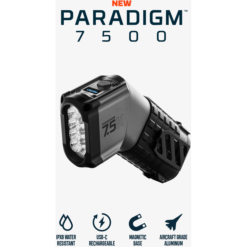 Nebo Paradigm 7500 7500 Lumens Angled-Grip Rechargeable Flashlight with OLED Display Image 3