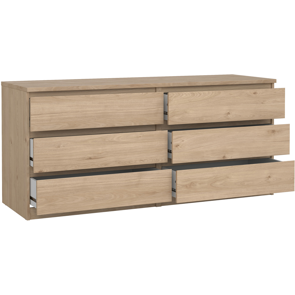 Florence 6 Drawer Jackson Hickory Oak Wide Chest of Drawers Image 4