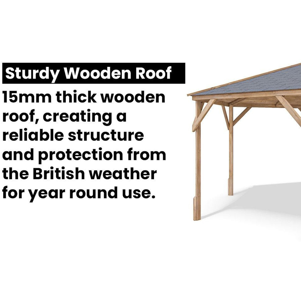 Dunster House Utopia 3 x 3m Brown Louvre Wall Garden Gazebo with Roof Shingles Image 8