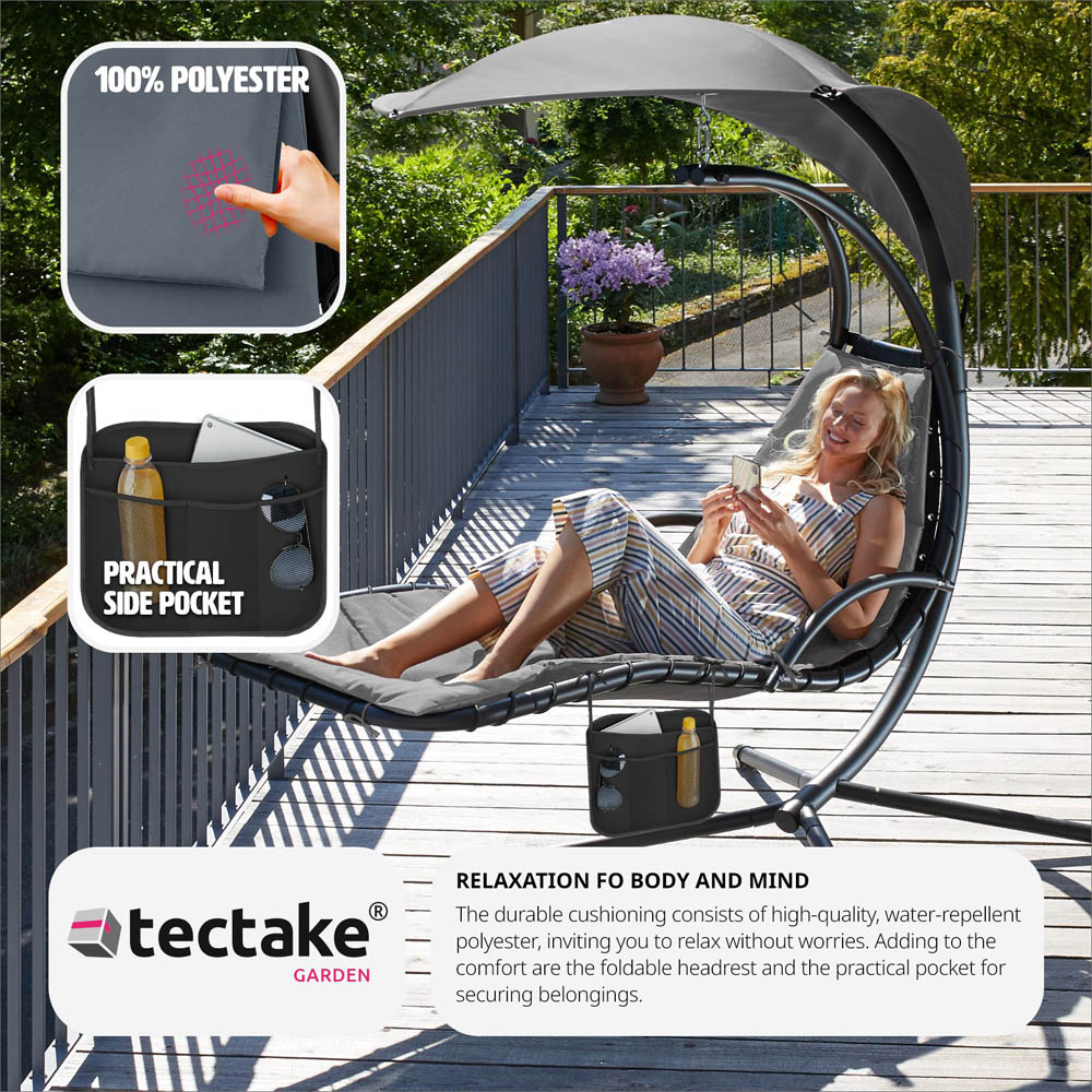 tectake Elaria Grey Large UV Protection Sun Canopy Hanging Chair Image 7