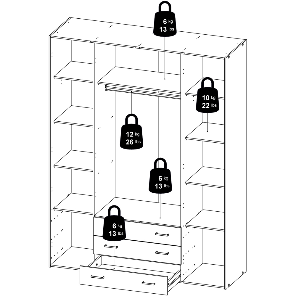 Florence Space 4 Door 3 Drawer Oak Wardrobe Image 9