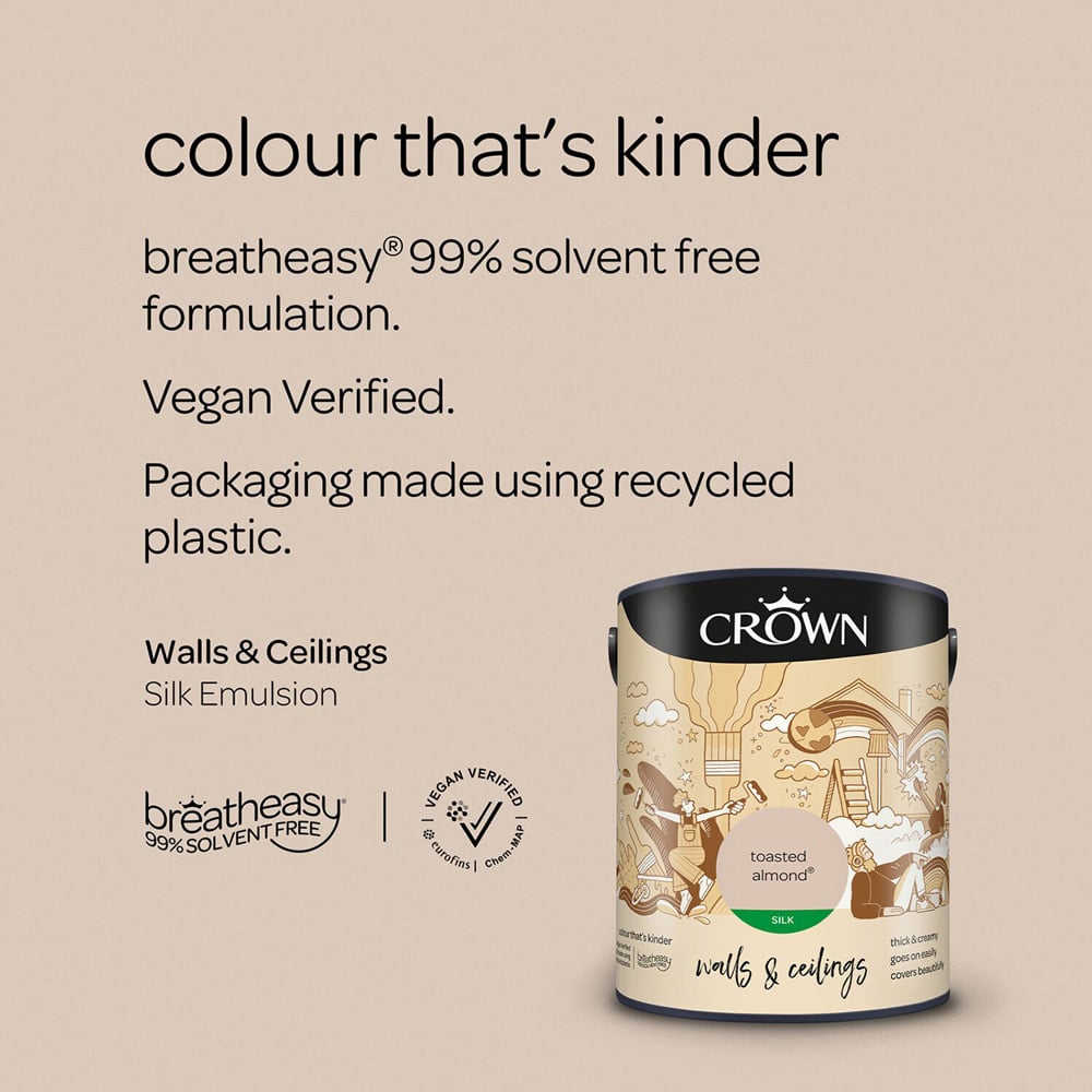 Crown Silk Emulsion Paint 5L - Toasted Almond Image 8