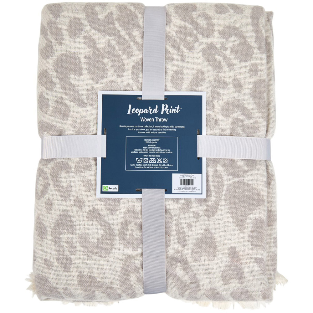 Leopard Print Woven Throw Grey Image 2