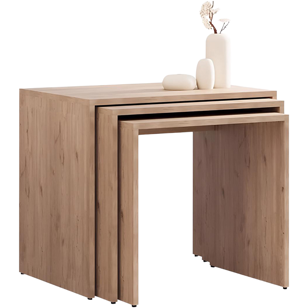 FWStyle Oak Effect Scratch Resistant Nest of Tables Set of 3 Image 2