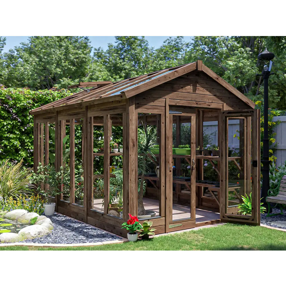 Dunster House Growzilla Brown Wooden 8 x 12ft Greenhouse Image 2