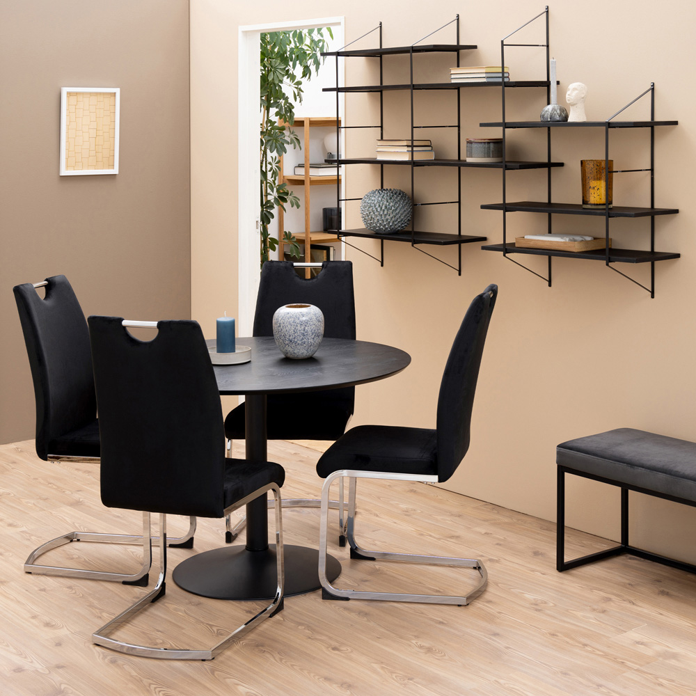Florence Ibiza Round 4 Seater Dining Table Black Ash and Matt Black Image 8