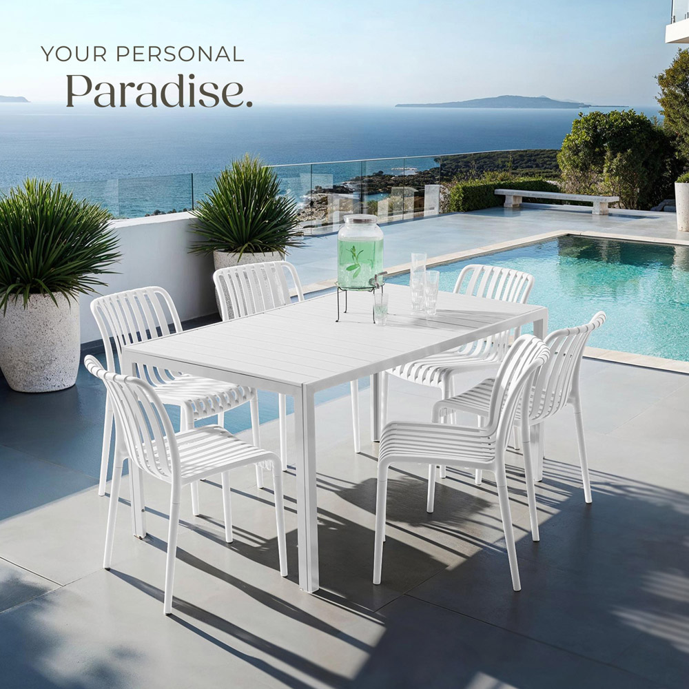 tectake Alcudia Set of 4 White Stackable Garden Chair Image 8