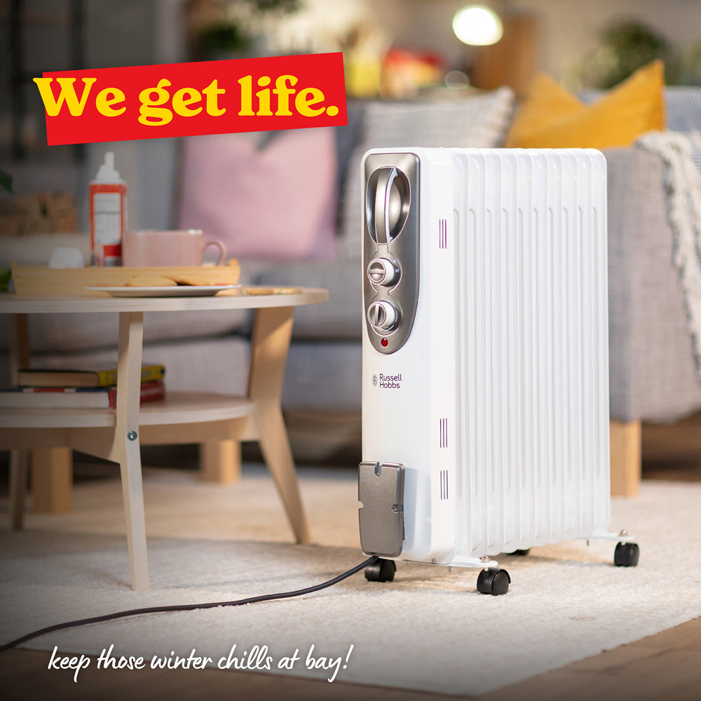 Russell Hobbs White 11-Fin Oil Filled Radiator 2500W Image 6