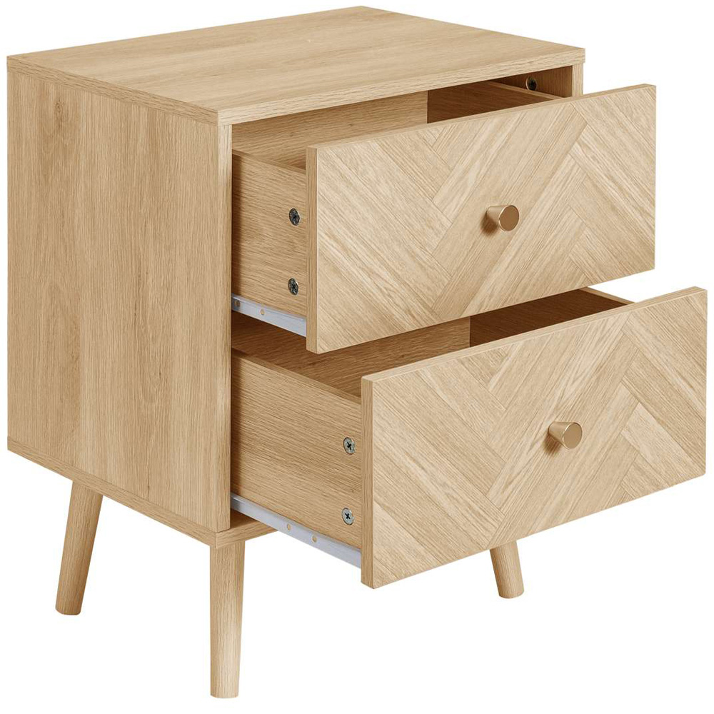 Birlea Herringford 2 Drawer Oak Bedside Table 2 Pack Image 4