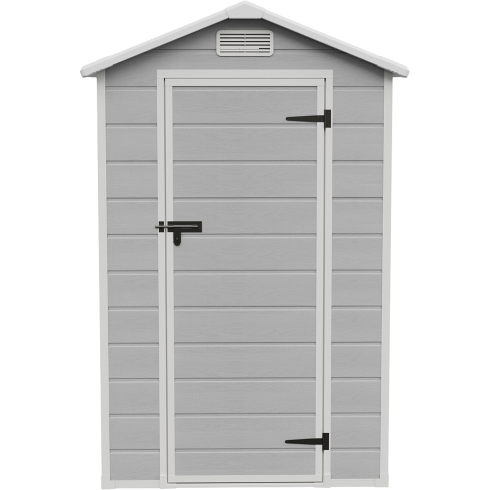 Living and Home 4 x 6ft Smokey Grey Wood Grain Plastic Garden Storage Shed with Floor Image 2