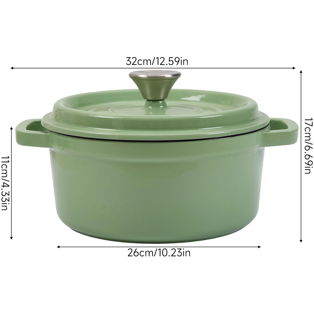 Living and Home Matcha Green Enamelled Cast Iron Dutch Oven Pot 5L Image 8
