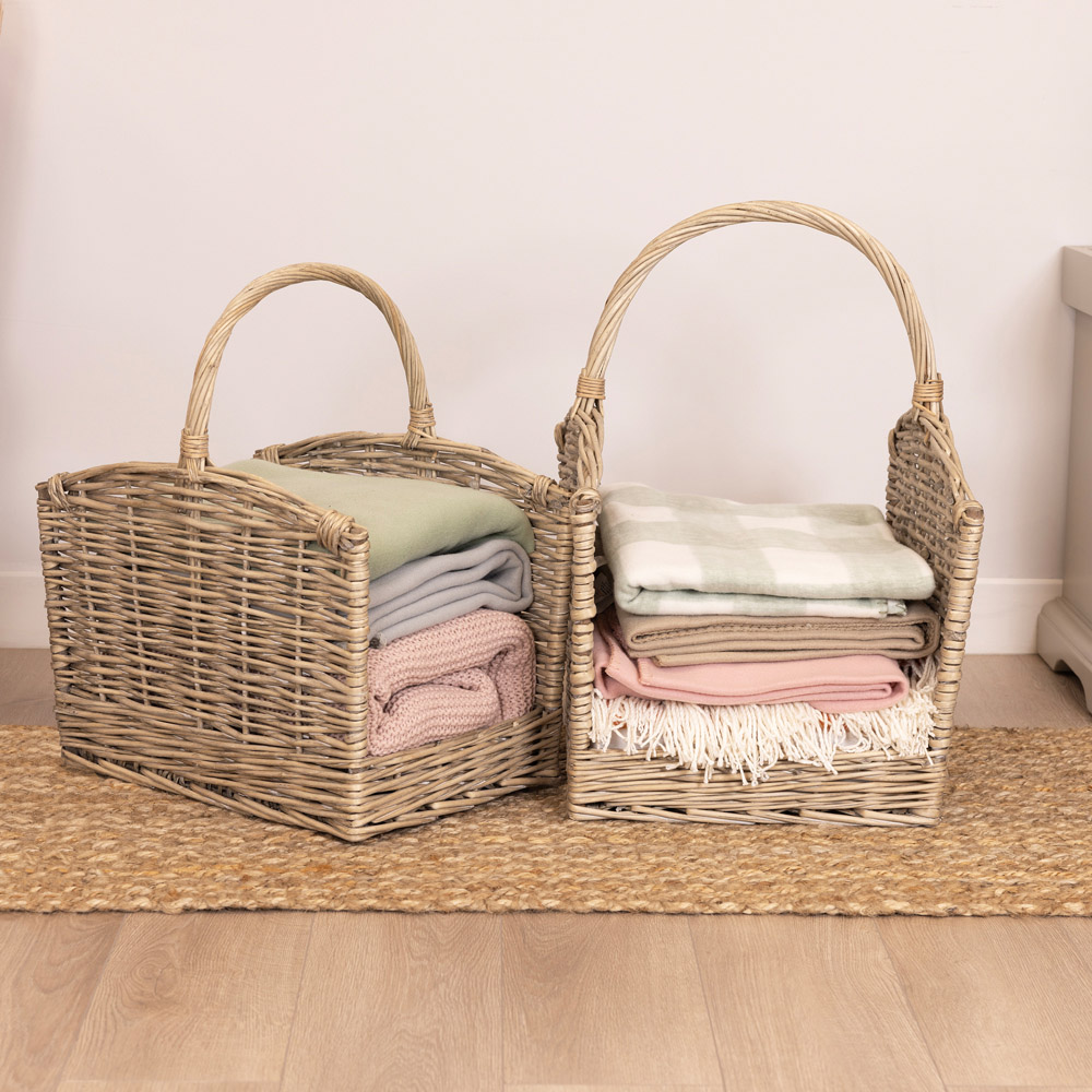 Charles Bentley Snug Wicker Oval Open Ended Log Basket Set of 2 Image 2