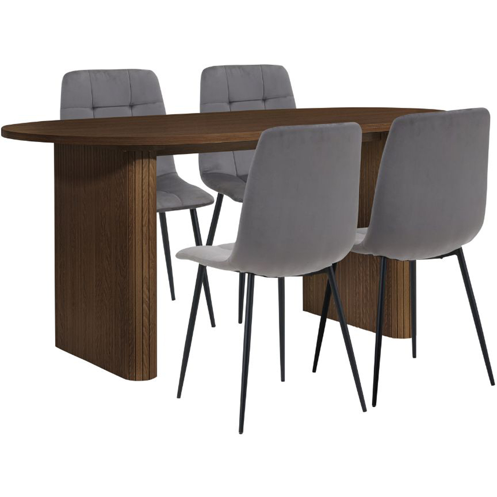 Birlea Axel 4 Seater Oval Fluted Dining Table Set Oak Effect and Black Image 2