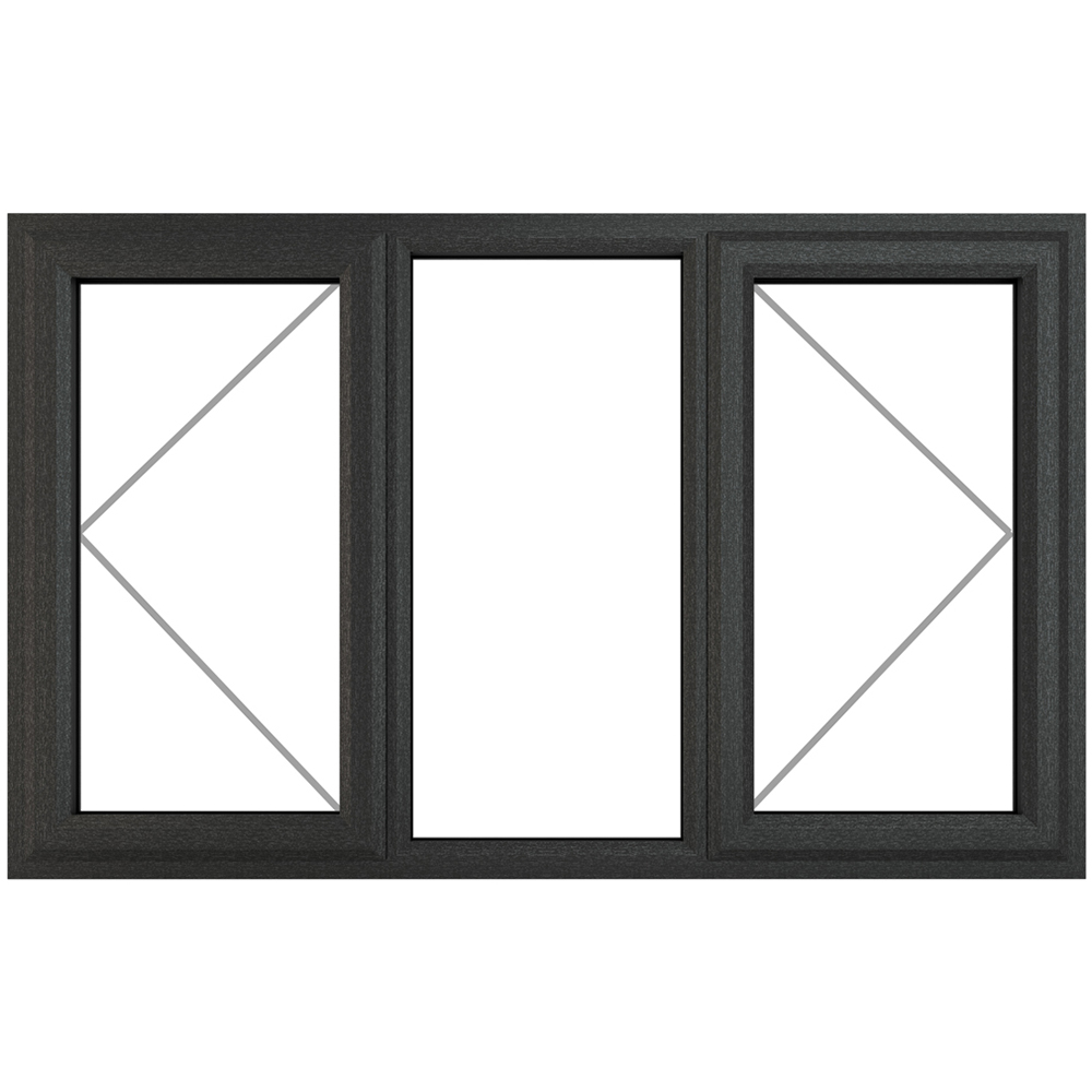 Crystal uPVC Triple Glazed Window LH & RH Side Hung Fixed Centre Grey White Clear Glass 1770x1190mm Image 2