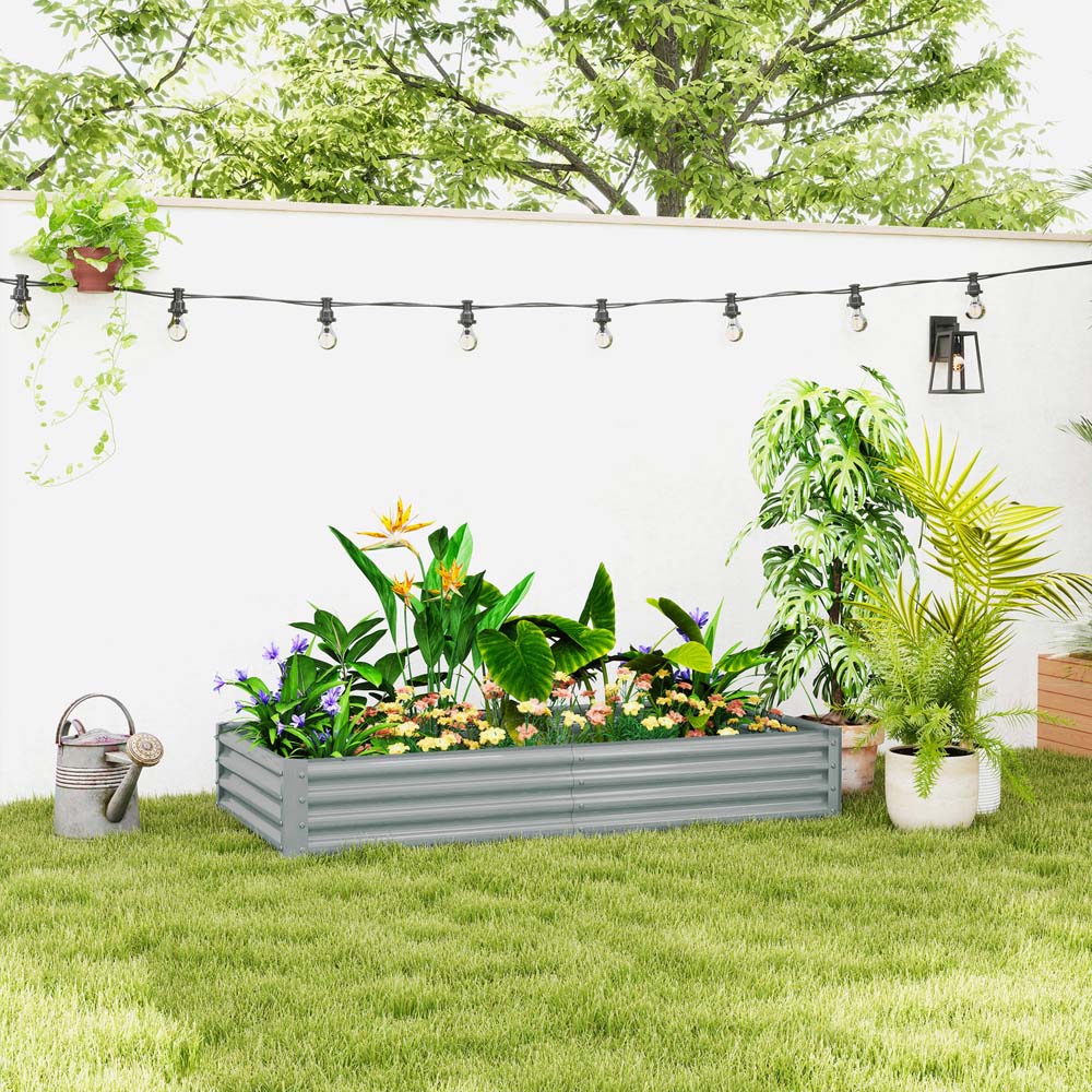 Outsunny Silver Galvanised Raised Garden Bed Image 2