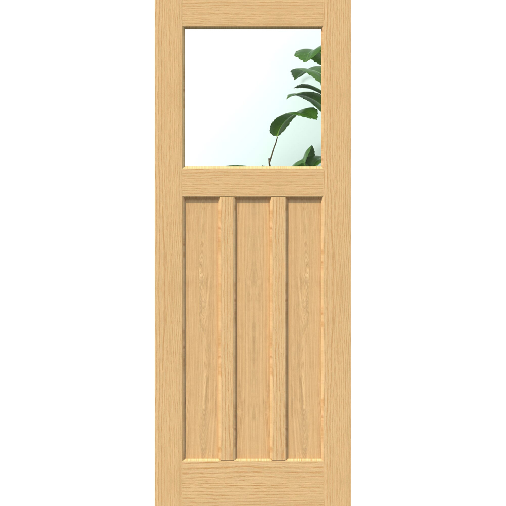 Green & Taylor Oak 1930s 3 Panel Clear Glazed Internal Door 1981 x 686mm Image